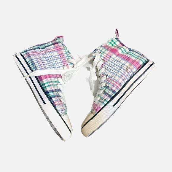 Polo Ralph Lauren Big Kid Plaid Preppy Bal Harbour Hi Multi 91039 Sneaker Size 3 - Picture 5 of 9